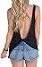 ECOWISH Womens Sexy Backless Stretchy Open Back Top Knotted Back Sport Shirt US XL Black