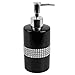 Crystal-Trimmed 4-Piece Ceramic Bathroom Set (Black), Chic Design Bathroom Accessory Set Bath Accessories For Bathroom Includes Soap Dish, Tumbler, Toothbrush Holder, and Lotion Dispenser