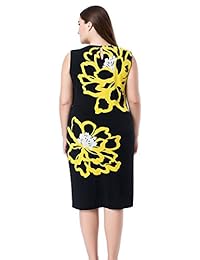 Chicwe vestido sin mangas con estampado floral para mujer, talles US12-28