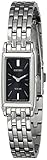 Seiko Women's SUP043 Stainless Steel and Black Dial Baguette Solar Watch