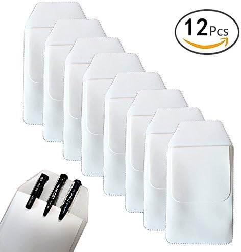 TKOnline 12 Pcs White Classical Heavy Duty Pocket Protectors for Pen Leaks School Hospital Office Supplies