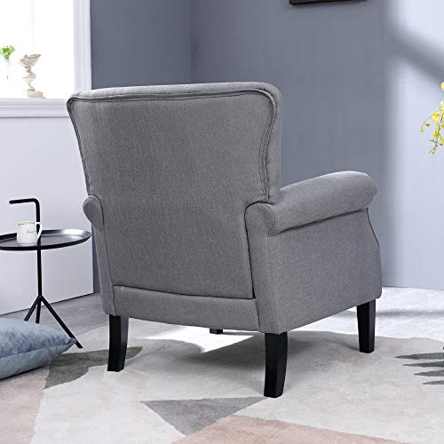 Top Space Accent Chair Sofa Mid Century Upholstered Roy Arm Single Sofa Modern Comfy Furniture for Living Room,Bedroom,Club,Office(1 PCs, Gray) - Thumbnail 4