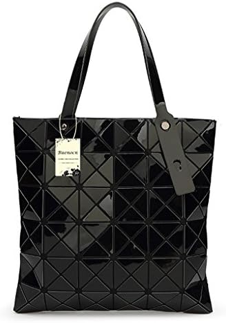 Womens Checkered Tote Bag,PU Leather Geometric Diamond Split Joint Shoulder Bag Top Handle Bag