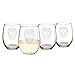 Cathy's Concepts Sugar Skull Stemless Wine Glasses, Set of 4, Clear