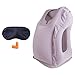 Soft Inflatable Travel Pillow Supporting Head Neck Top – BONUS Eye Mask Ear Plugs Small Carry Bag Lightweight Portable on cars airplane flight Comfortable Sleep Support for Men Women Kids Boys Girls