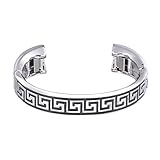 bayite Jewelry Bangle For Fitbit Alta with Greek Key Pattern, Unadjustable One-size Bracelet, Silver 5.5" - 6.35" ()