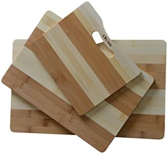 Bamboo cutting board 3 piece premium quality set by Orcavia - Extra thick two tone PRIME Promotion