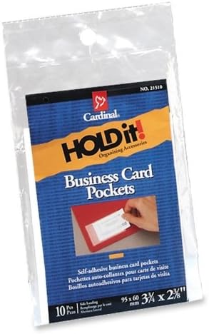 Wholesale CASE of 25 - Cardinal HOLDit! Business Card Pockets-Business Card Pockets,Side Load,3-1/2"x2-3/8",10/PK,Clear