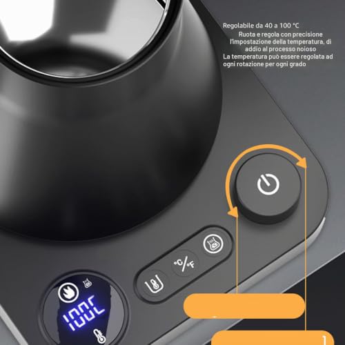 Electric Kettle Gooseneck Temperature Control, Electric Pouring Kettle for Coffee and Tea with LCD Screen Timer, Powerful and Fast Kettle, Kettle for