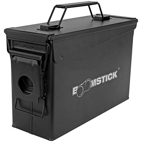 Photo 1 of BOOMSTICK .50 Cal Ammo Storage Box, Lockable Ammo Can, Stackable Ammo Container for Shotgun & Pistol Ammunition, Water Resistant Metal Ammo Storage Box - Black