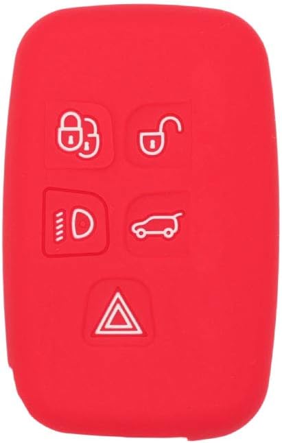 BROVACS Silicone Cover Protector Case Holder Skin Jacket Compatible with LAND ROVER LR4 Range Rover 5 Button Smart Remote Key Fob CV4982 Red