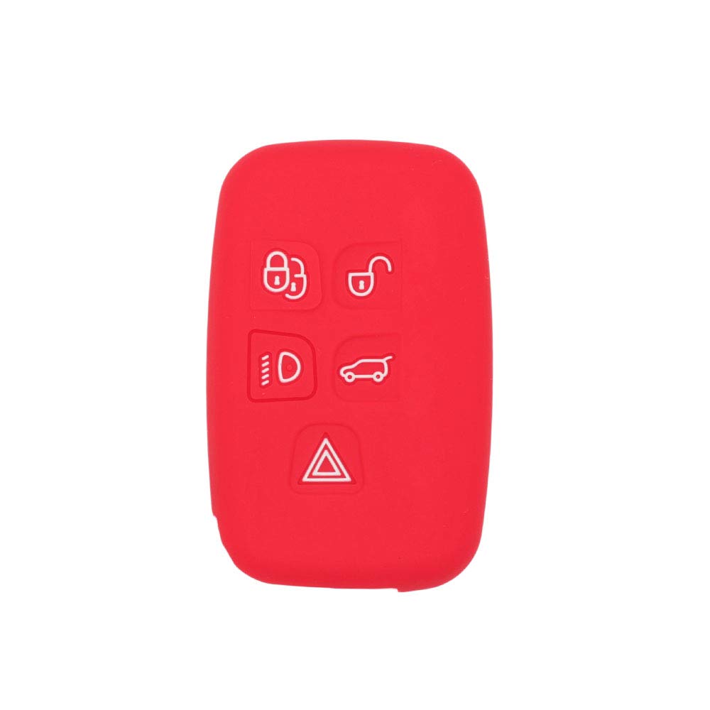 BROVACS Silicone Cover Protector Case Holder Skin Jacket Compatible with LAND ROVER LR4 Range Rover 5 Button Smart Remote Key Fob CV4982 Red