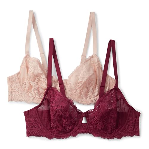 Amazon Essentials Women's Non-Padded Underwire Balconette Bra, Soft Stretch Lac…