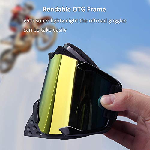 Motorcycle goggles,Dirt Bike goggles,Bendable OTG frame waterproof