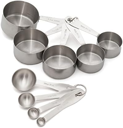 CS Measuring Stainless Steel Measuring Cups and Spoons, 9 Piece Set: Precisely measure dry or liquid ingredients with this deluxe bakeware set for your kitchen!