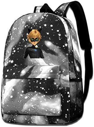 Unisex Funny Cat-Noir 3D Printed Student Backpack Schoolbag Side Pocket Adult Kids Daypack Travel Bags
