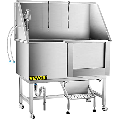 VEVOR 50 Inch Dog Grooming Tub Professional Stainless Steel Pet Dog