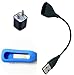 Smaier Colorful Replacement Silicone and Metal Clip Holder for Fitbit One + USB Charging Cable + Wall Charger