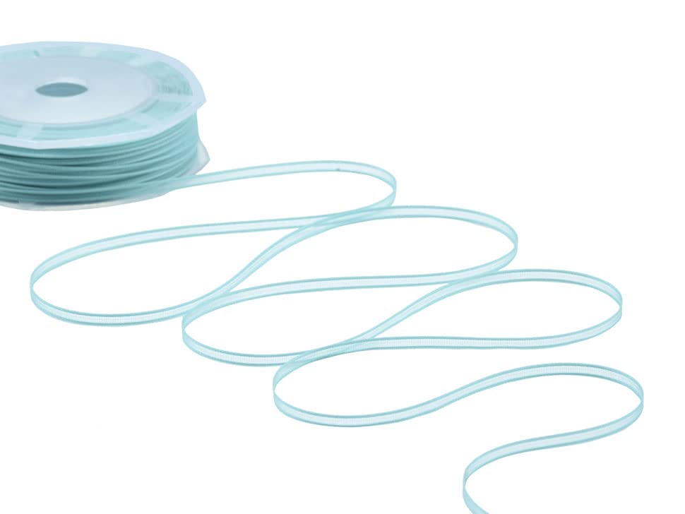 Furlanis - Organza Ribbon Satin Borders, Decorative Ribbon for Wrappings and Favors, Christmas Gift, Made in Italy - Aquamarine Green, 3 mm x 50 m