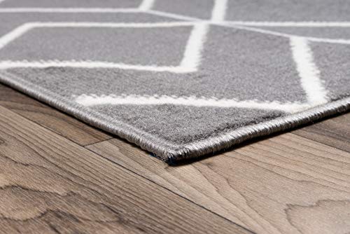 Antep Rugs Kashan King Collection Trellis Polypropylene Indoor Area Rug (Grey/Cream 5' X 7')