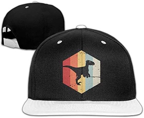 Retro 1970's Style Dinosaur Silhouette Unisex Hip Hop Flat Bill Snapback Hats Contrast Color Baseball Caps for Women Men