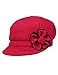 Dahlia Women's Chic Flower Newsboy Cap Hat Wool Blend - Dual Layer, Red