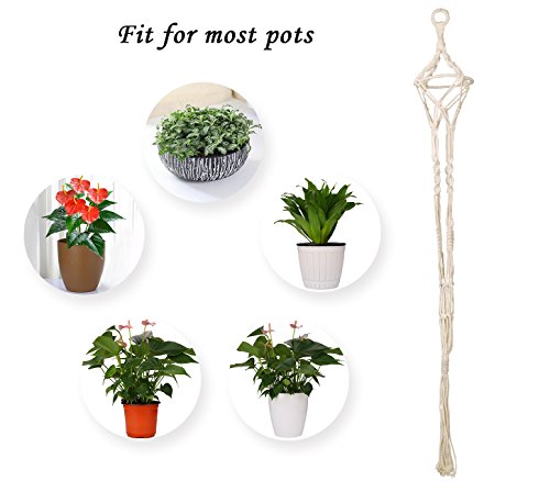 Luxbon 4Pcs Macrame Plant Hanger Handmade Woven Cotton Plant Holder Wall Hanging Planter Basket for Indoor Outdoor Garden Patio Balcony Ceiling Decorations, 4 Legs 40 Inch