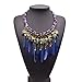 SUMAJU Fancy Feather Pendant Statement Necklace, Women's Multi Layers Tribal Bib Leaf Rope Chain Chunky Collar African Necklace Jewelry