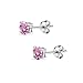 Sterling Silver 4mm Light Rose Stud Earrings Made with Swarovski Crystals
