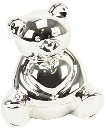Bambino Silver Plated 9cm Money Box Bear with Heart