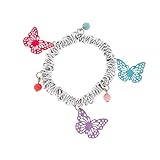 Claire's Accessories Girls Turquoise, Purple and Pink Filigree Butterflies and Silver Rings Stretch Bracelet