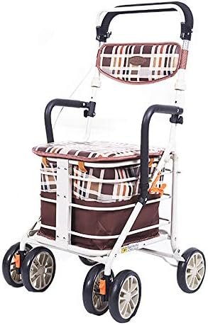 XIHAA Rollator Walker with Seat Heavy Duty, Aluminum alloy Folding Height Adjustable With handbrake For Disabled,Elderly People Shopping With Seat and Basket
