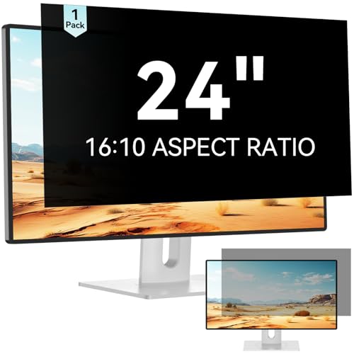 Mamol 24 Inch Computer Privacy Screen Filter for 16:10 Widescreen Monitor, Anti Glare & Blue Light Filter, Removable Anti-Scratch Screen Protector Film 24 in