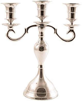 Grehom 3 Arm Candelabra - Pall Mall; 9" Candle Holder (Silver)