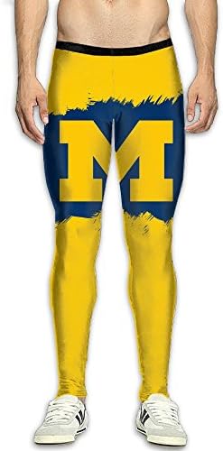 DOPPYENG Mens Compression Pants Base Layer Running, Cycling, Sports, Training, Weightlifting Tights Michigan Sign 3D Print Fitness Sports Tight Leggings