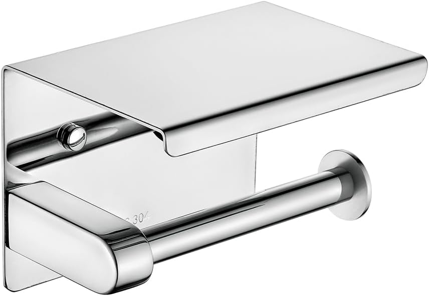 Ibergrif MK34050 Toilet Roll Holder with Shelf Stainless Steel Silver
