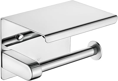 Ibergrif MK34050 Toilet Roll Holder with Shelf Stainless Steel Silver