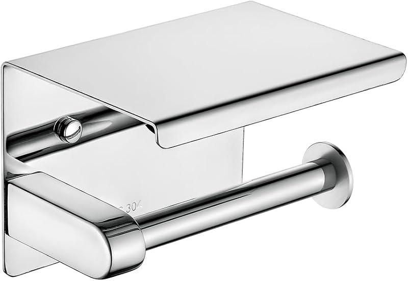 Ibergrif MK34050 Toilet Roll Holder with Shelf Stainless Steel Silver