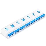 Pill Case Box, 7 Days Pill Organizer, Supplements & Vitamins & Pills Holder Dispenser, Travel Planner Bussiness Trip Medication Container with Press Button