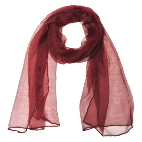 Wrapables Solid Color 100% Silk Long Scarf, Burgundy