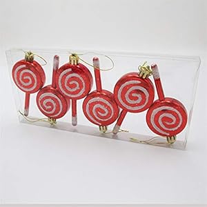 ZSHENG Christmas Ball Ornament Plastic Candy Shape Kerstboom Hanger Verjaardagscadeau Wedding Opknoping Ornament New Year Geschenken For Kinderen (Color : Red)
