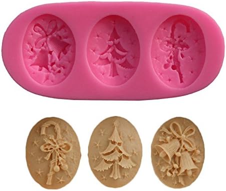 Christmas Tree Bell Crutches Shape 3D Fondant Cake Cupcake soap Clay Silicone Mold Xmas Theme Wedding Gift Decoration Tools