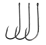 JSHANMEI Bait Holder Fishing Hooks Black Barbed Shank Beak Bait Holder Hook with 2 Baitholder Barbs Jig Fish Hooks (Pack of 100)