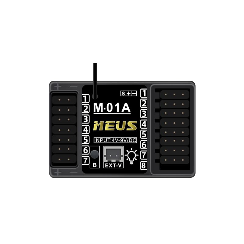 Photo 1 of MEUS RACING 2.4GHz RC Receiver M-01A Long Range Control RX Compatible with MEUS Racing RC Transmitter ME-10B for RC Car/Boat/Tank etc. (8CH w/Light Control)
