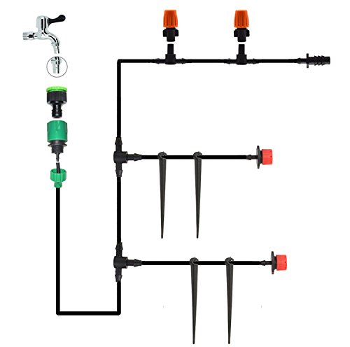WHOLEV Drip Irrigation System,50 feet DIY Blank Distribution Tubing Garden Hose Auto Saving Watering Drip Kit,Patio Spray Misting Micro Flow Cooling System for Garden/Lawn/Patio,1/4-Inch - Thumbnail 2