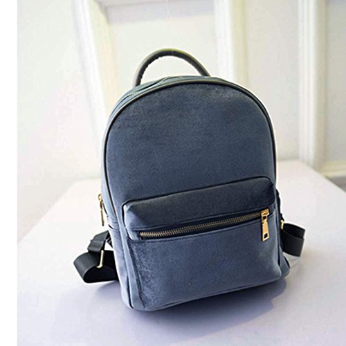Gillberry Women Gold Velvet Small Rucksack Backpack School Book Shoulder Bag (Gray)