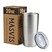 MASVIS 20oz Tumbler Double Wall Vacuum Insulated Coffee Mug Stainless Steel Coffee Cup with Lid, Travel Mug Works Great for Ice Drink, Hot Beverage (2 pack, Stainless Steel)