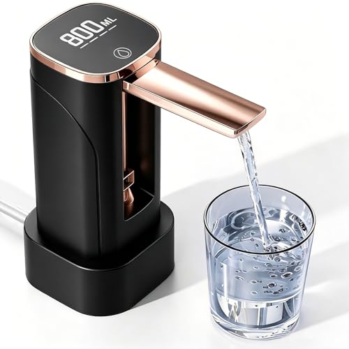 Eynshoo Dispensador de Agua Garrafon Plegable 2 en 1 Bomba Electrica | Despachador Automatico USB Recargable con Pantalla LED. Ideal para Mesa y Cubeta