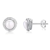 EVERU Sterling Silver Flower Stud Earrings with AAA Freshwater Pearls with an Exquisite Gift Box
