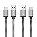 Micro USB Cable 3-Pack, BeneStellar Premium Nylon Braided USB 2.0 A Male to Micro B Sync Cables for Samsung Galaxy, HTC, Nexus, Motorola, Nokia, Android and More (Gray, 10ft)